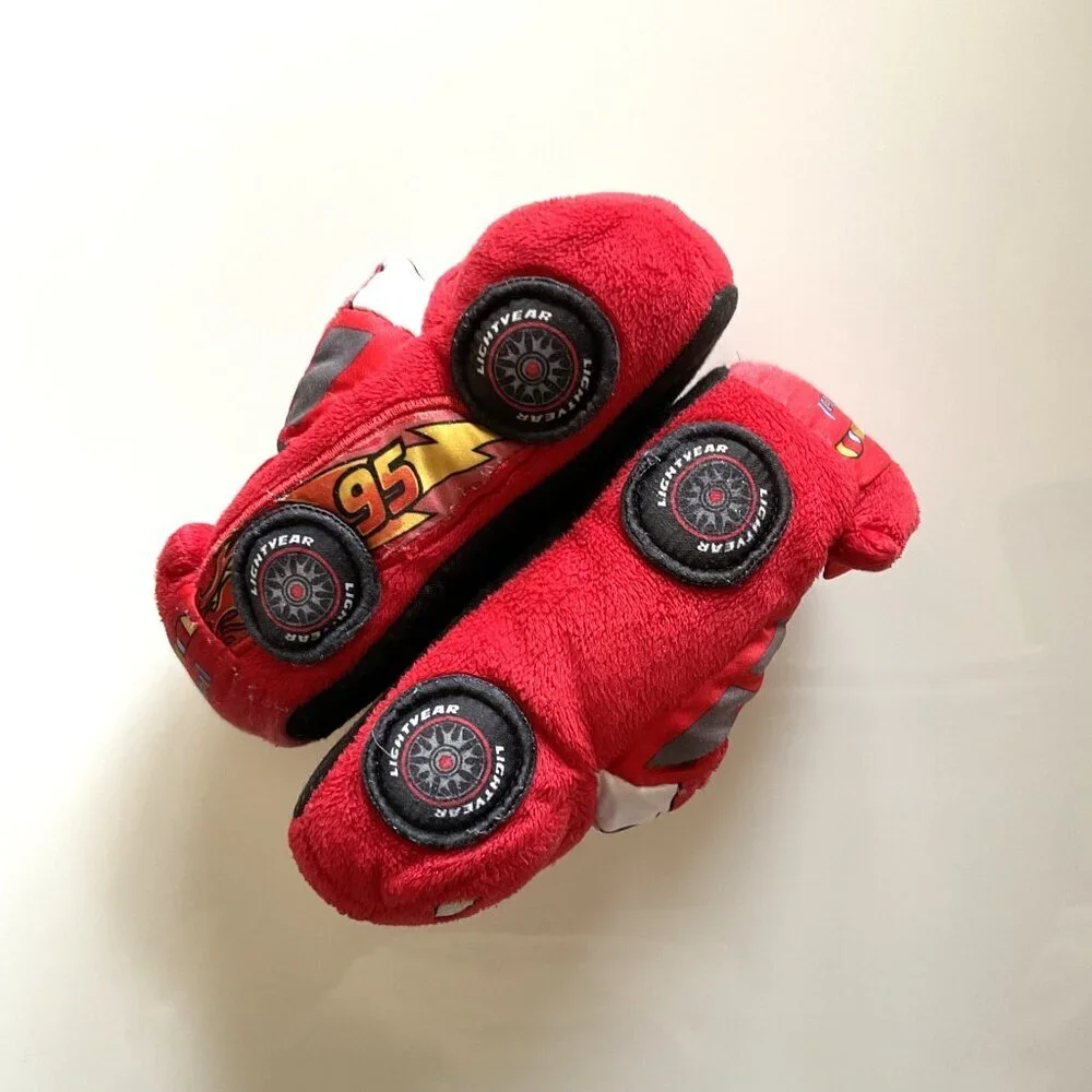 Disney Lightning McQueen Plush Slippers Unisex EUC